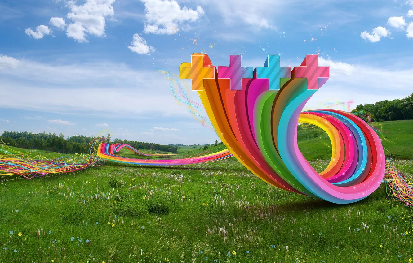 Photo wallpaper field, grass, treatment, pros