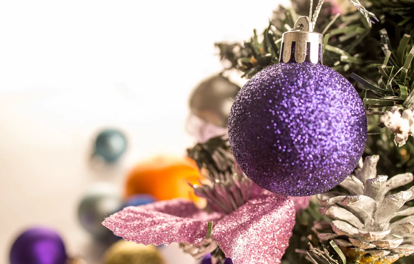 Photo wallpaper balls, decoration, balls, bumps, bokeh