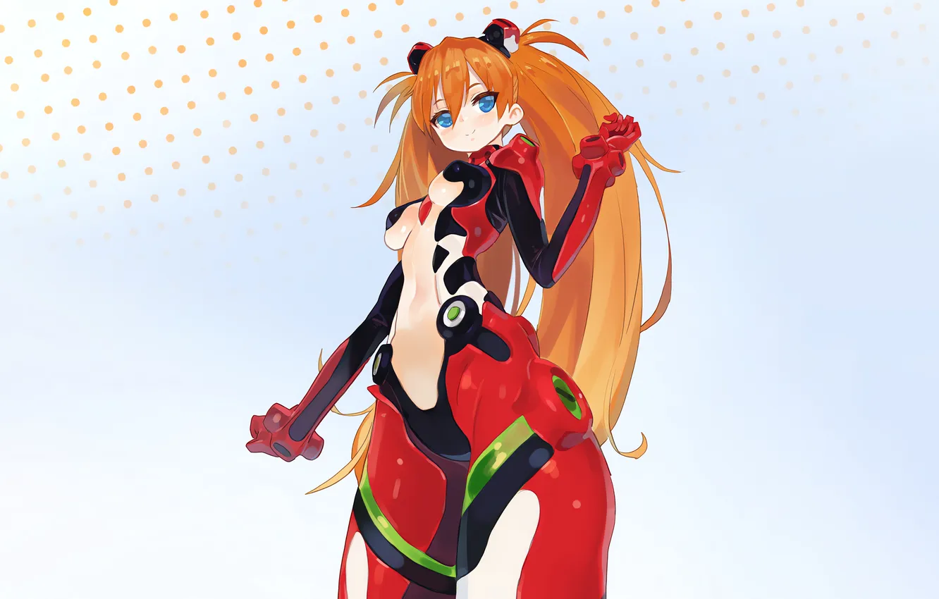 Photo wallpaper girl, sexy, cleavage, Neon Genesis Evangelion, long hair, boobs, sexy girl, anime