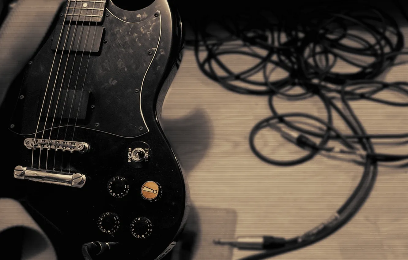 Photo wallpaper wire, guitar, strings, electro, frets, Jack, connector