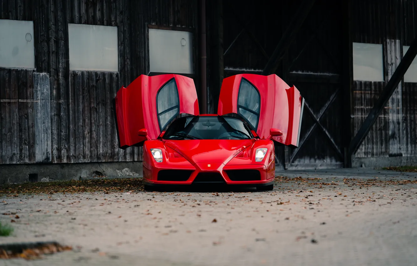 Photo wallpaper Ferrari, Enzo, Front, RED, Face, Doors