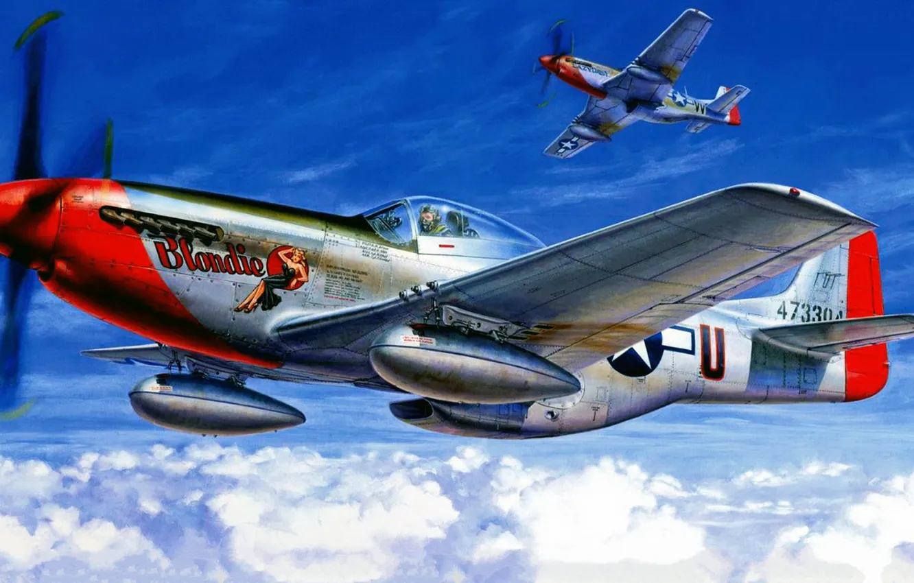 Photo wallpaper Mustang, UNITED STATES AIR FORCE, North American, P-51D, long-range, American single-seat fighter