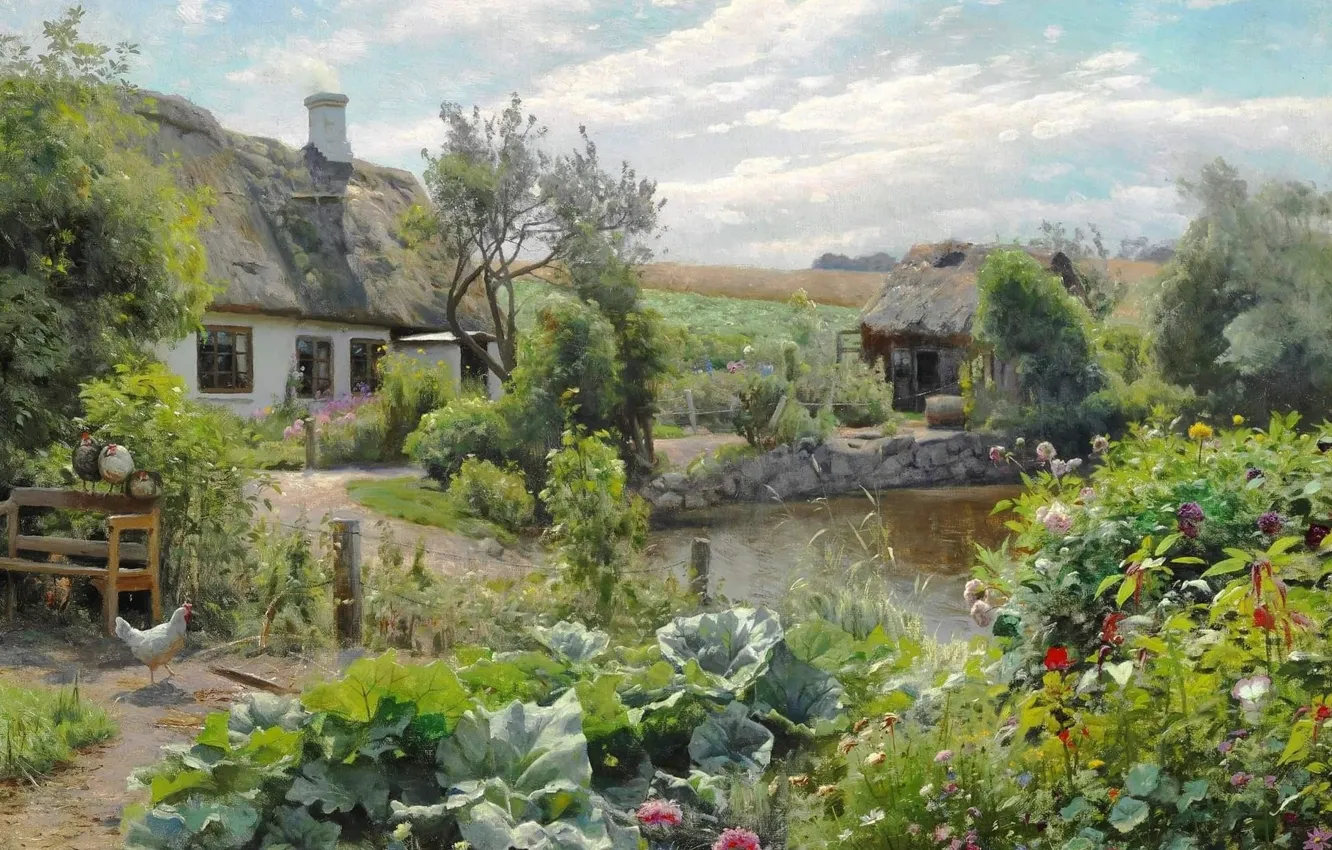 Photo wallpaper 1932, Danish painter, Peter Merk Of Menstad, Peder Mørk Mønsted, Danish realist painter, oil on …