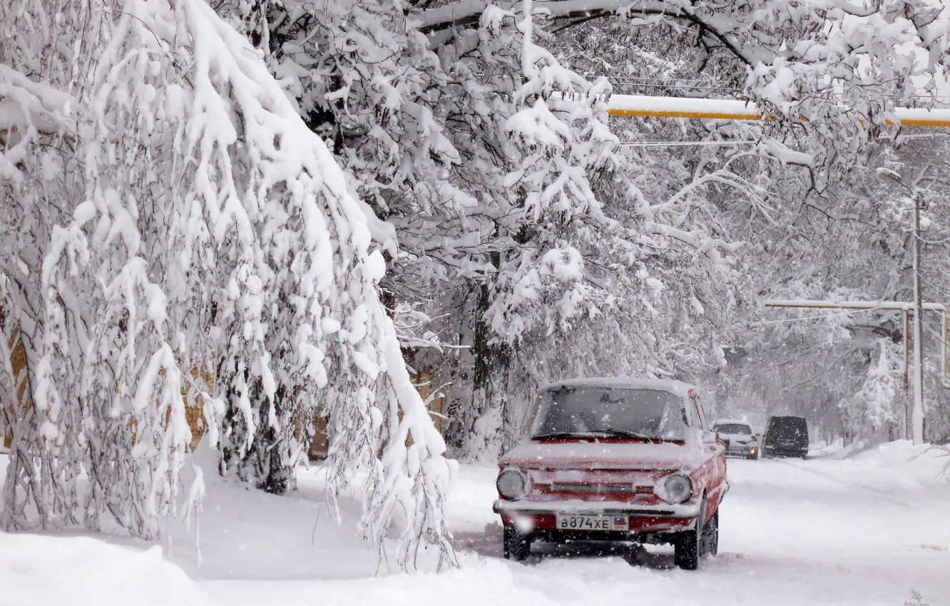 Photo wallpaper car, relax, winter, snow, Donetsk, zaz968