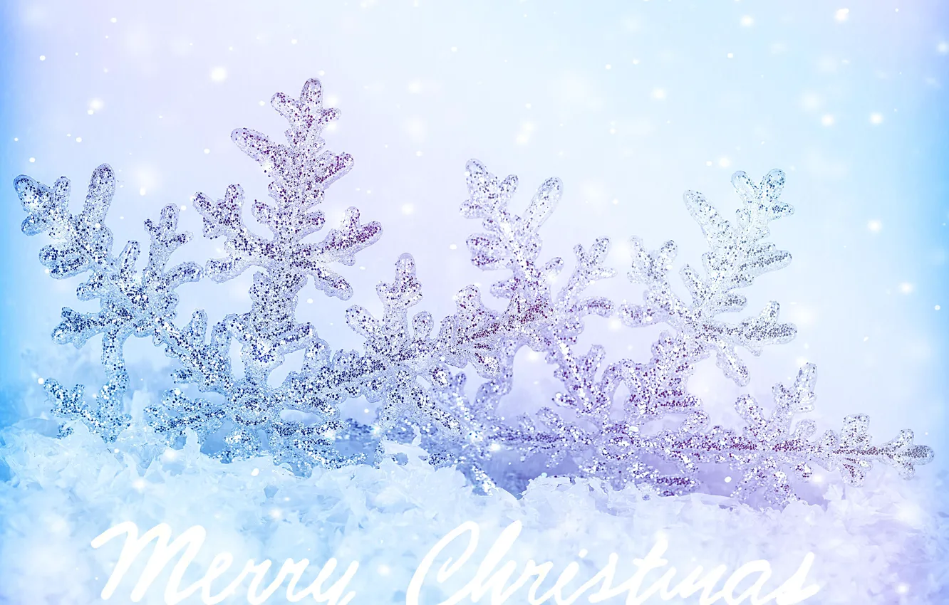 Photo wallpaper winter, snow, snowflakes, new year, Christmas