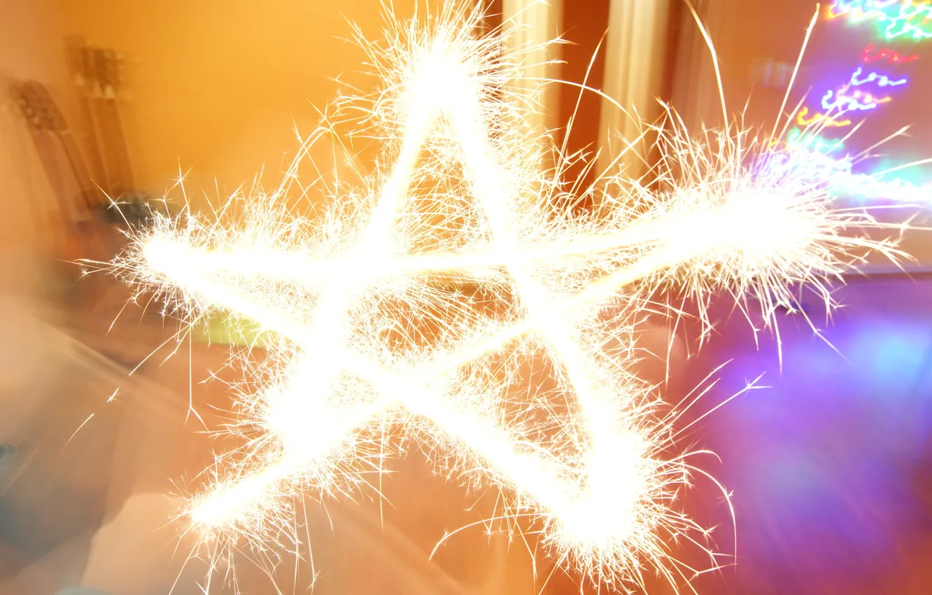 Photo wallpaper light, joy, star, star, sparklers