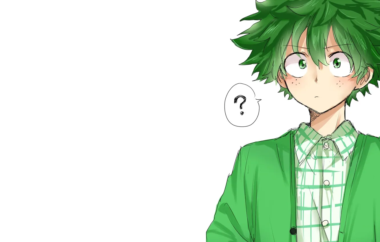 Photo wallpaper look, white background, guy, Boku no Hero Academy, Midori Isuku, My heroic academia, Izuku Midoriya