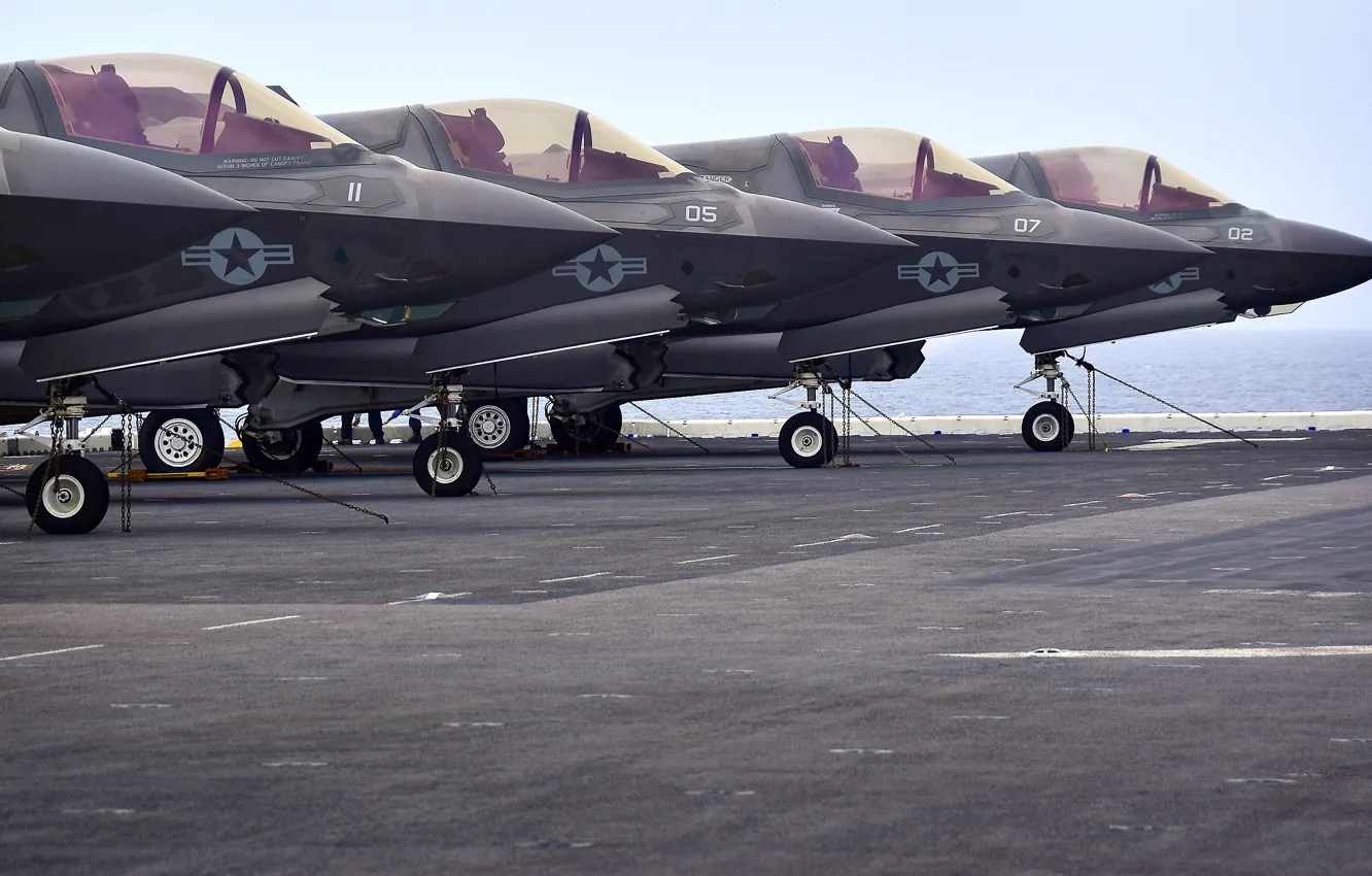 Photo wallpaper fighter, deck, F-35B