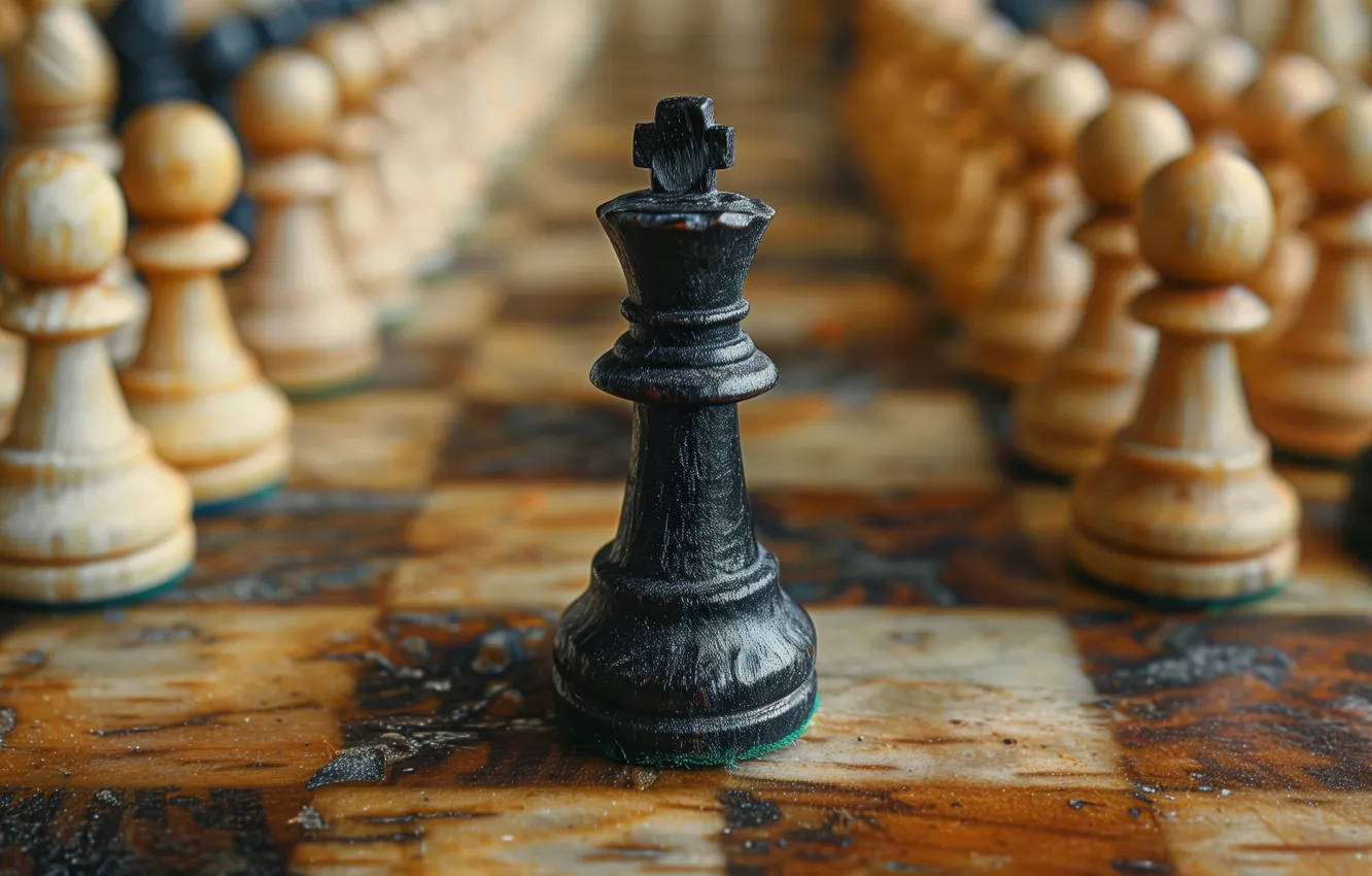 Photo wallpaper fading, black, chess, cells, chess Board, old, king, chess pieces