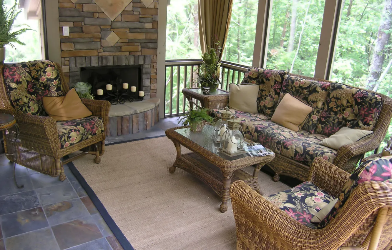 Photo wallpaper design, style, Villa, home, interior, fireplace, living space