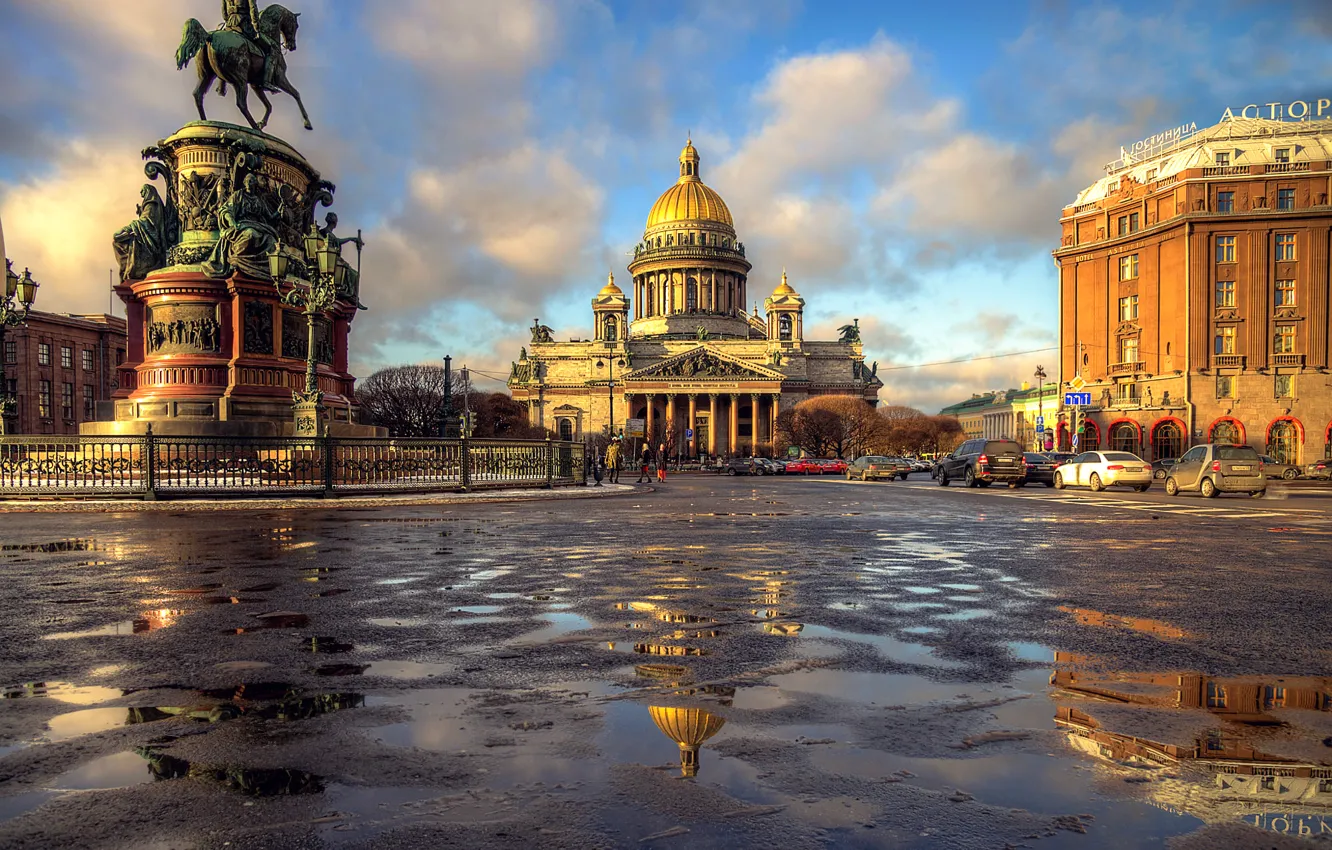Photo wallpaper spring, Saint Petersburg, St. Isaac's square