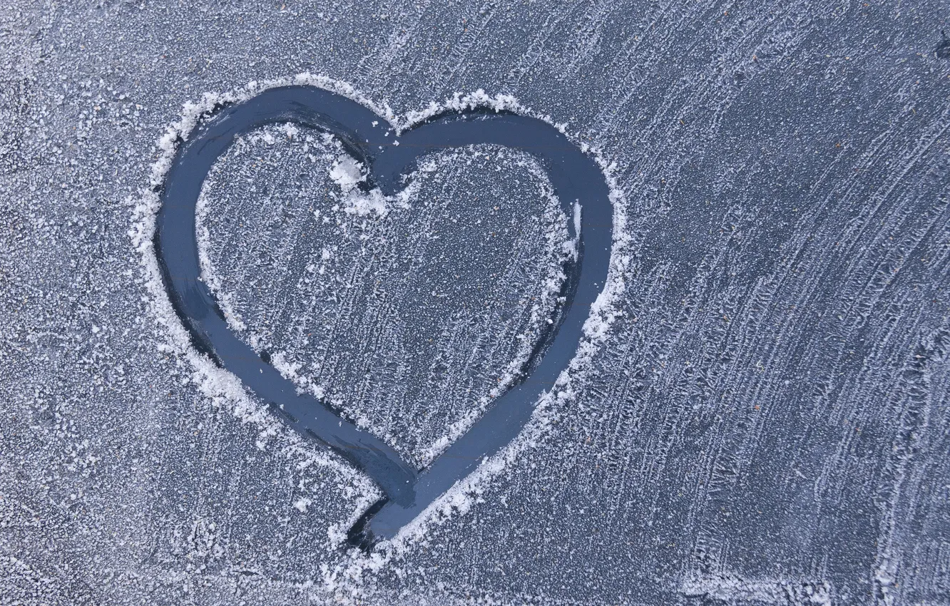 Photo wallpaper cold, frost, snow, frost, hearts