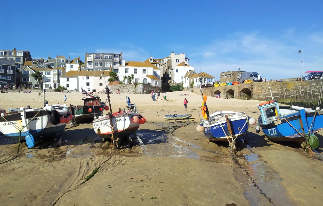 Photo wallpaper Beach, England, Cornwall, St Ives, Fishing Harbour