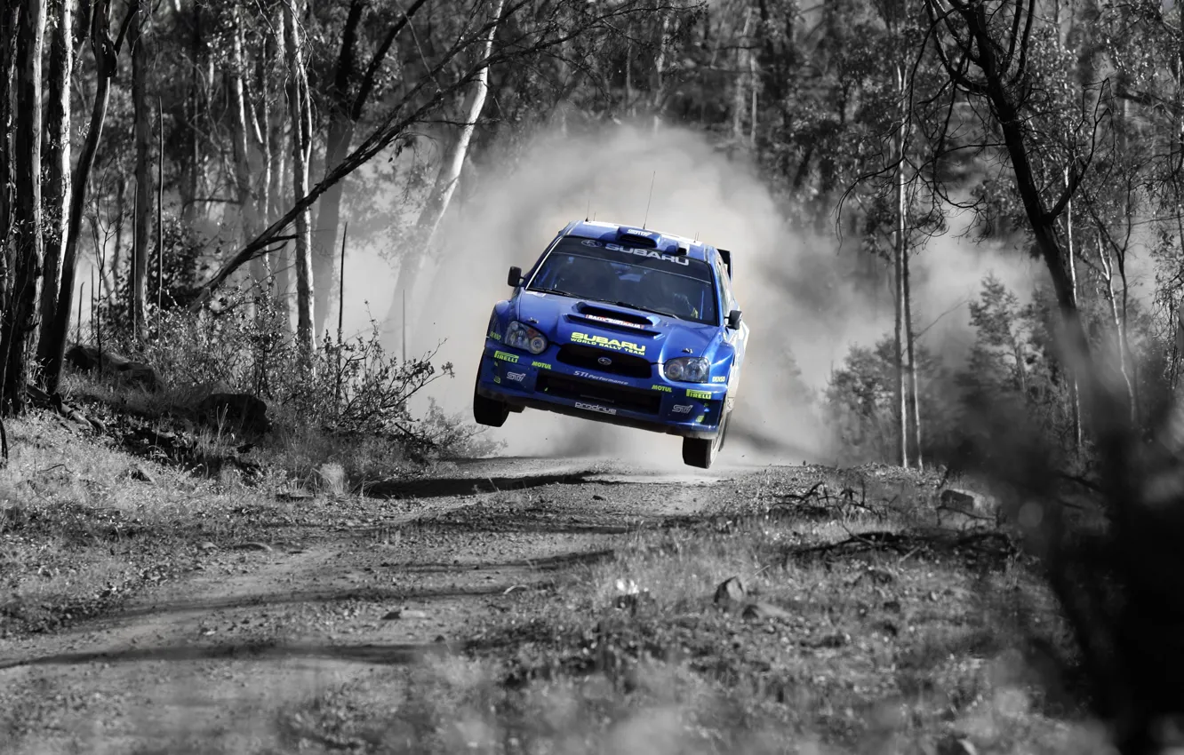 Photo wallpaper rally, Subaru, freeze frame