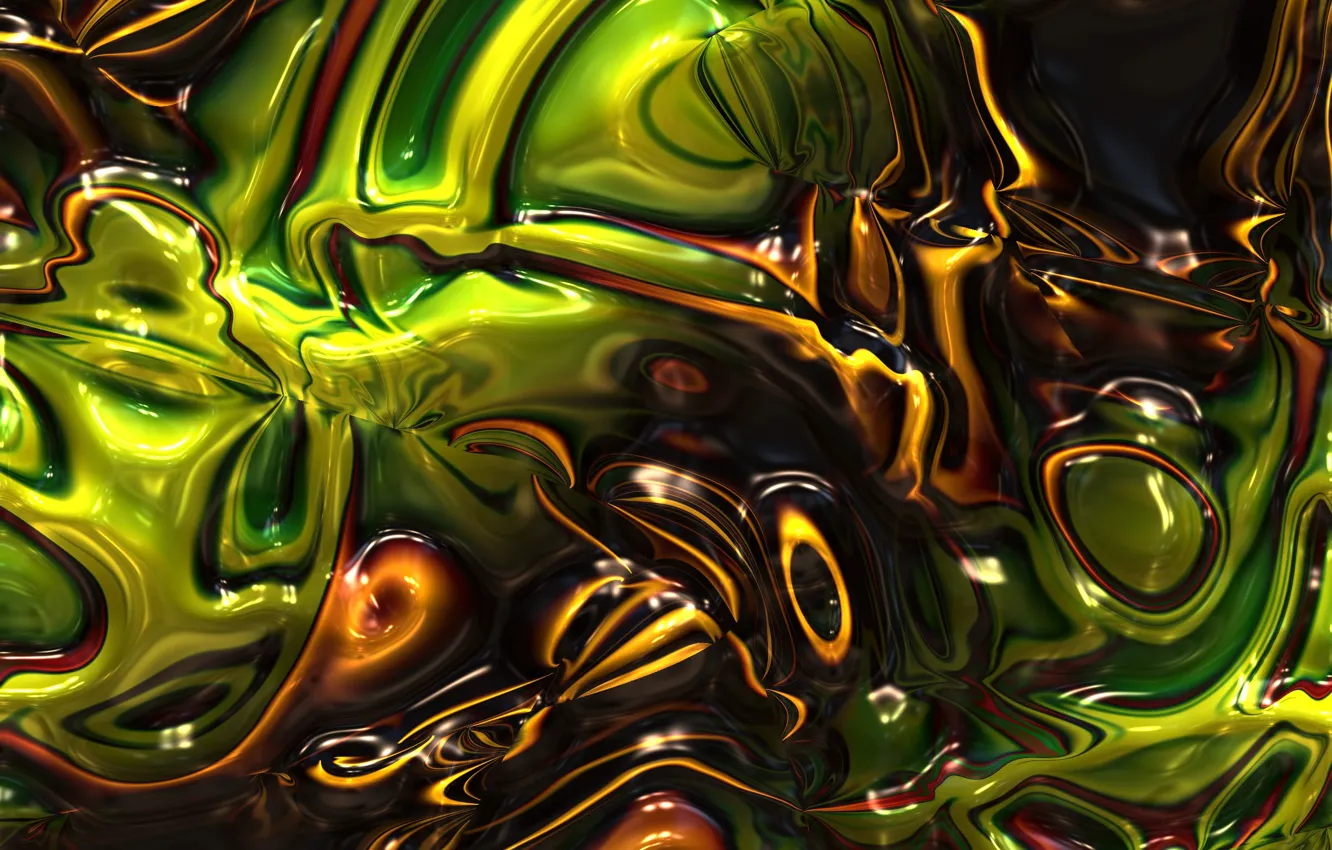 Photo wallpaper abstraction, green, brown, plasma, melting, diffusion, mixing