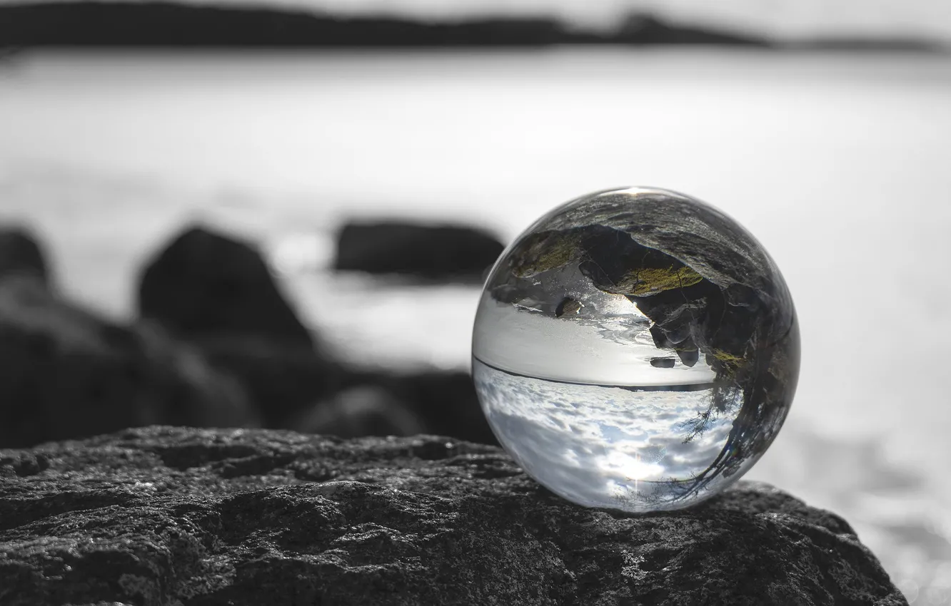 Photo wallpaper background, stone, ball, glass globe