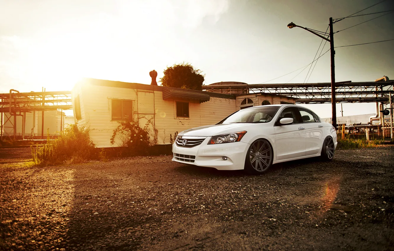 Photo wallpaper white, honda, Honda, accord, Tuning, chord, Vossen