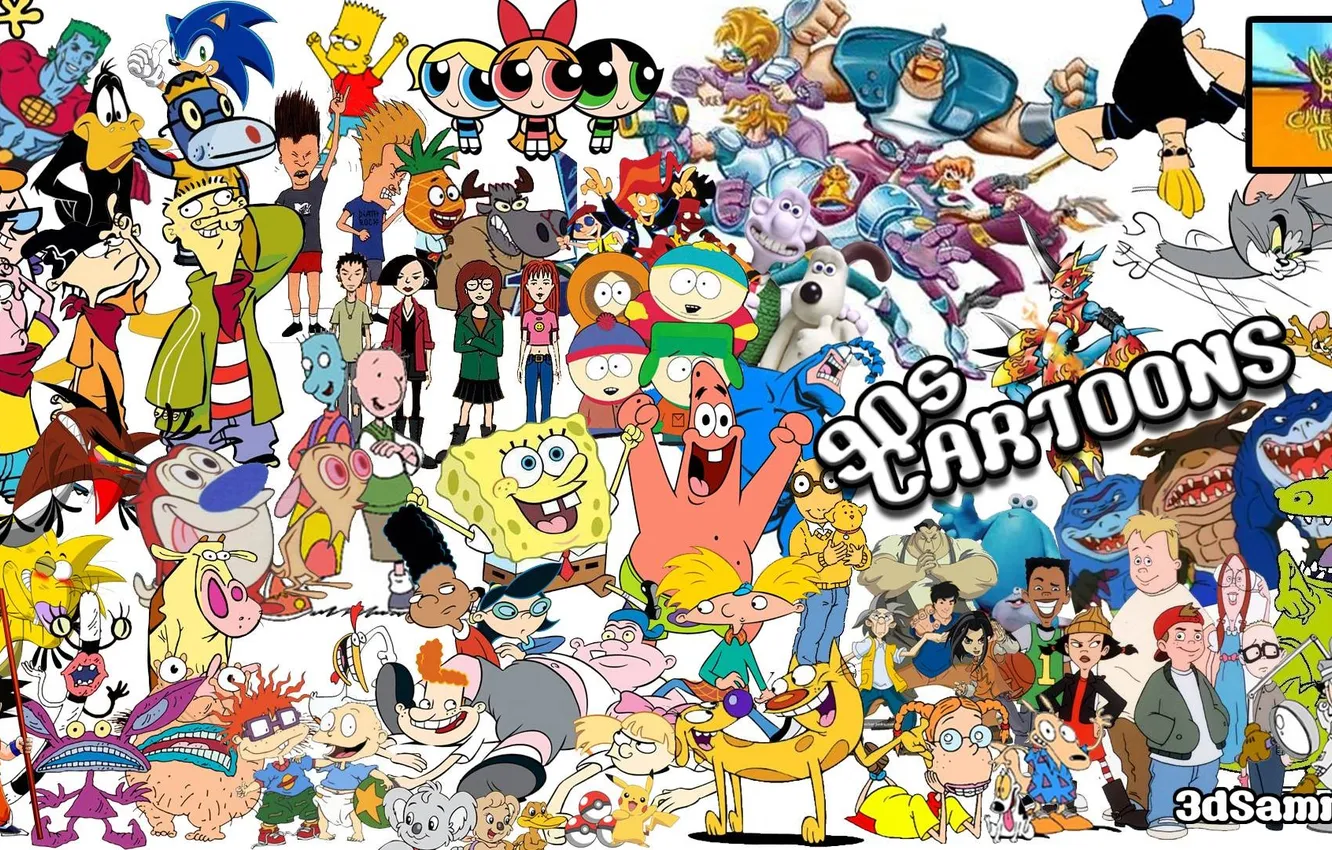 Photo wallpaper Captain Planet, Bart Simpson, Sonic the Hedgehog, Helga Pataki, Patrick Star, Blossom, Tommy Pickles, Ickis
