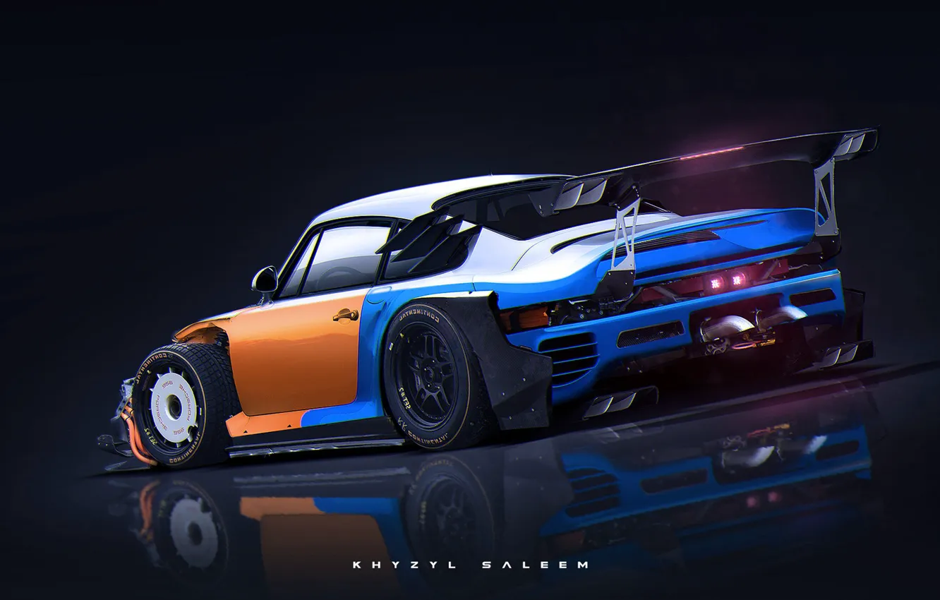 Photo wallpaper design, reflection, car, back, Killer 959