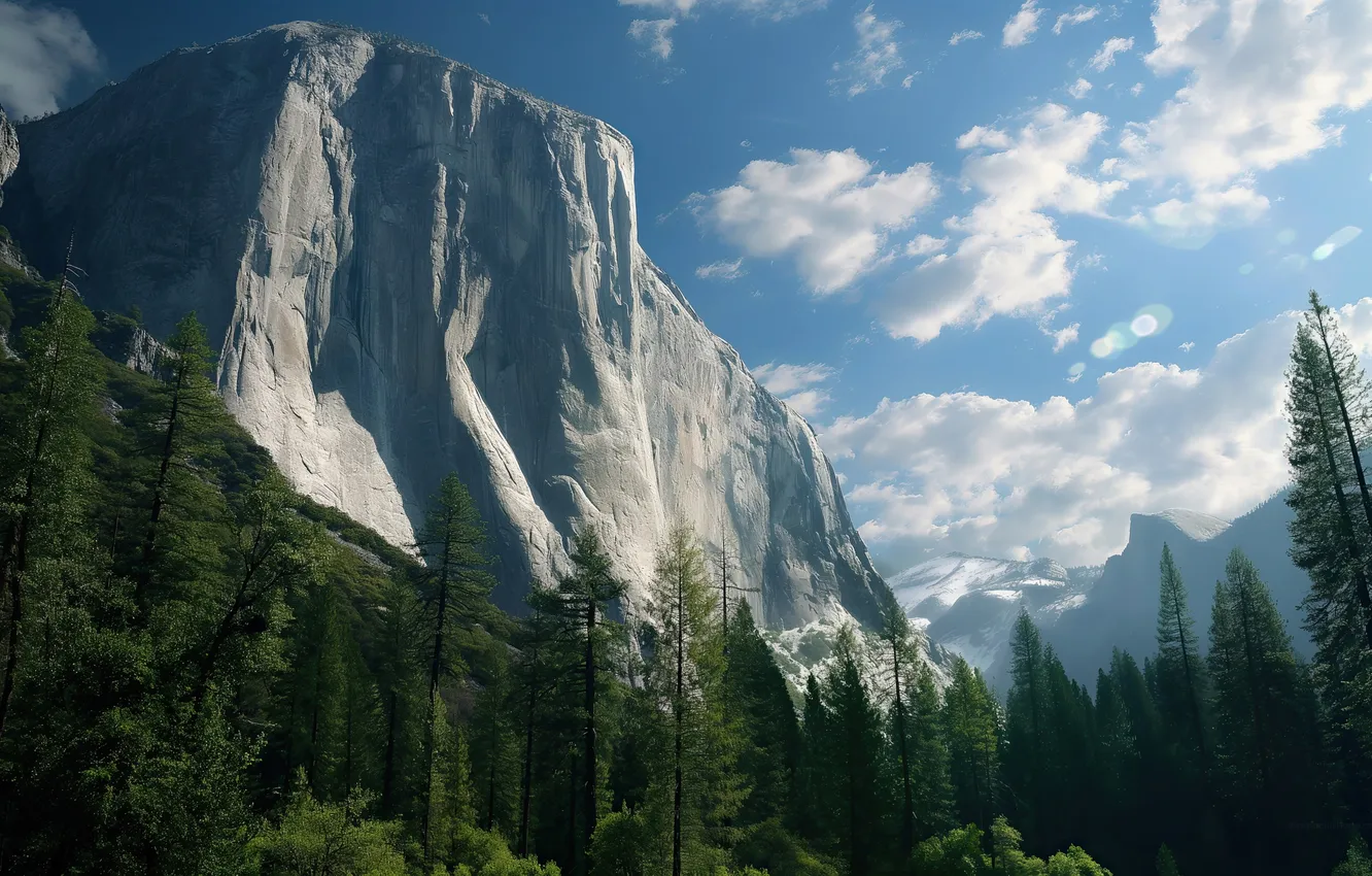 Photo wallpaper forest, sky, landscape, nature, mountains, clouds