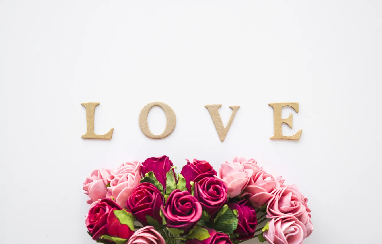 Photo wallpaper love, flowers, roses, love, pink background, pink, flowers, beautiful