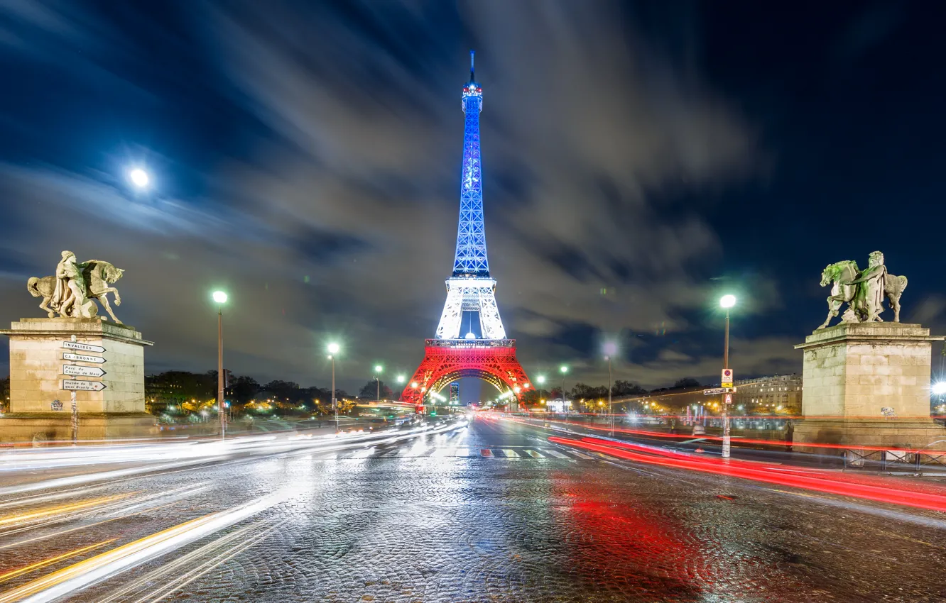 Photo wallpaper light, night, lights, France, Paris, lights, Eiffel tower