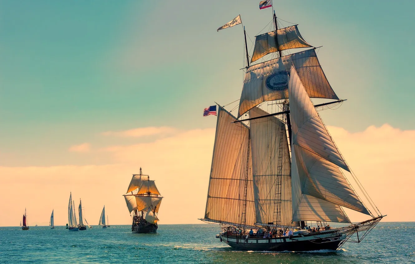 Photo wallpaper sea, sailboats, regatta