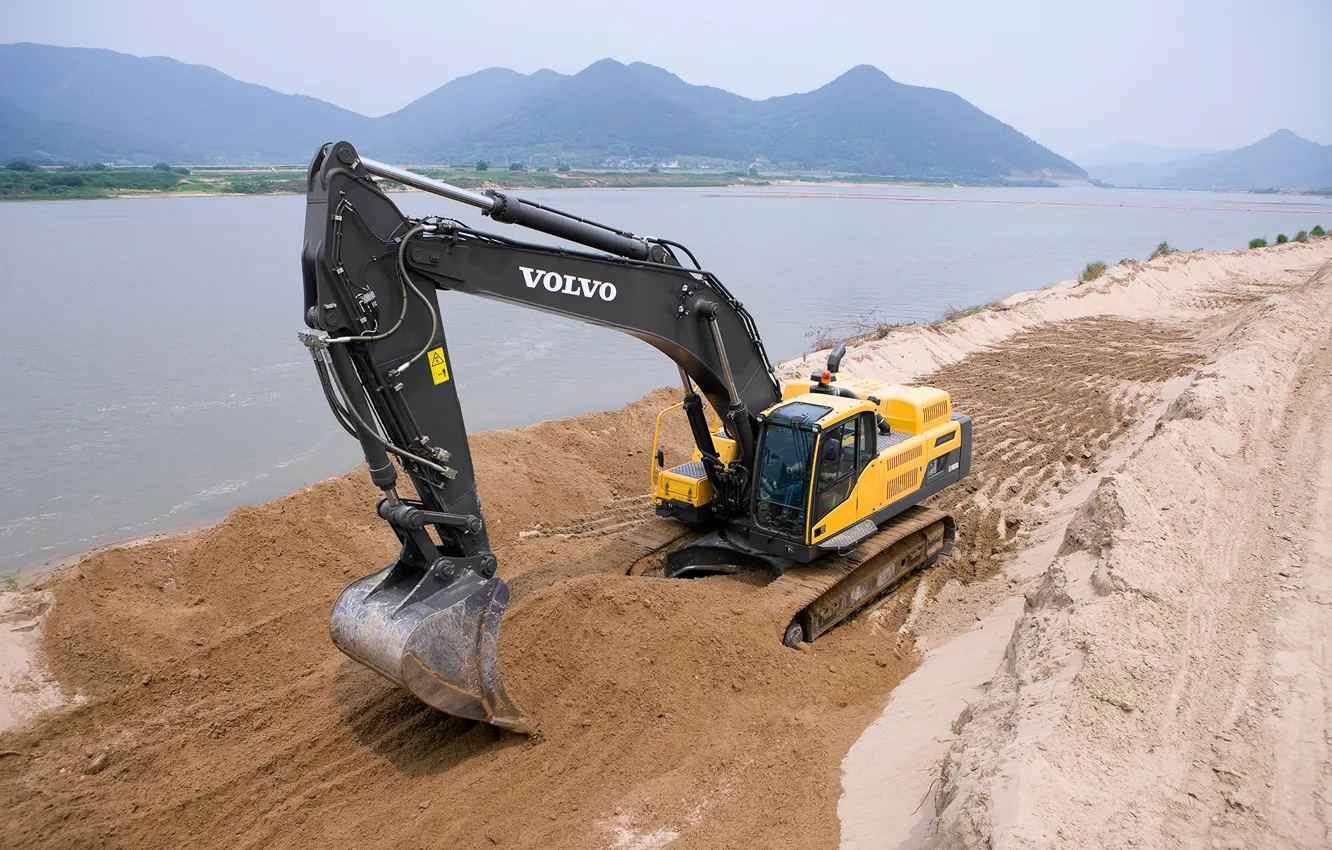 Photo wallpaper dirt, volvo, construction, excavator