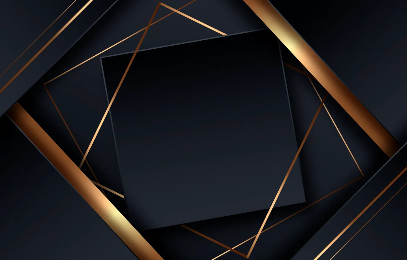 Photo wallpaper abstraction, the dark background, vector, elements, black background, gold plated
