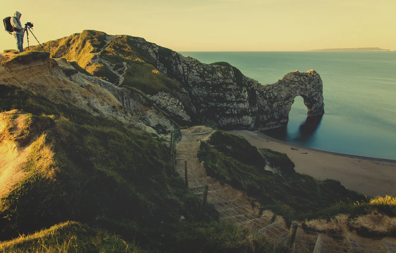 Photo wallpaper beach, mountains, photographer