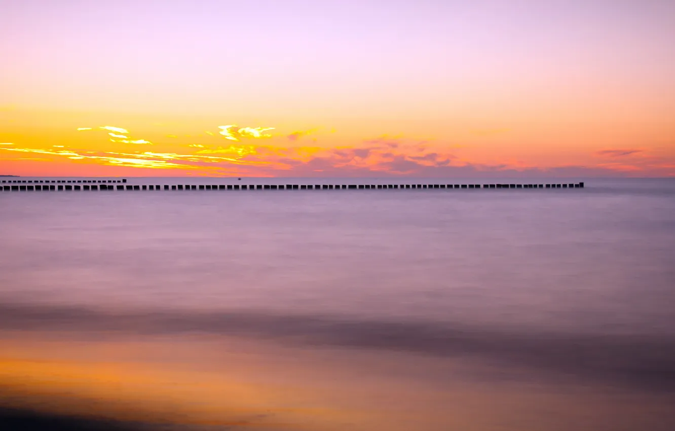 Photo wallpaper sea, landscape, sunset