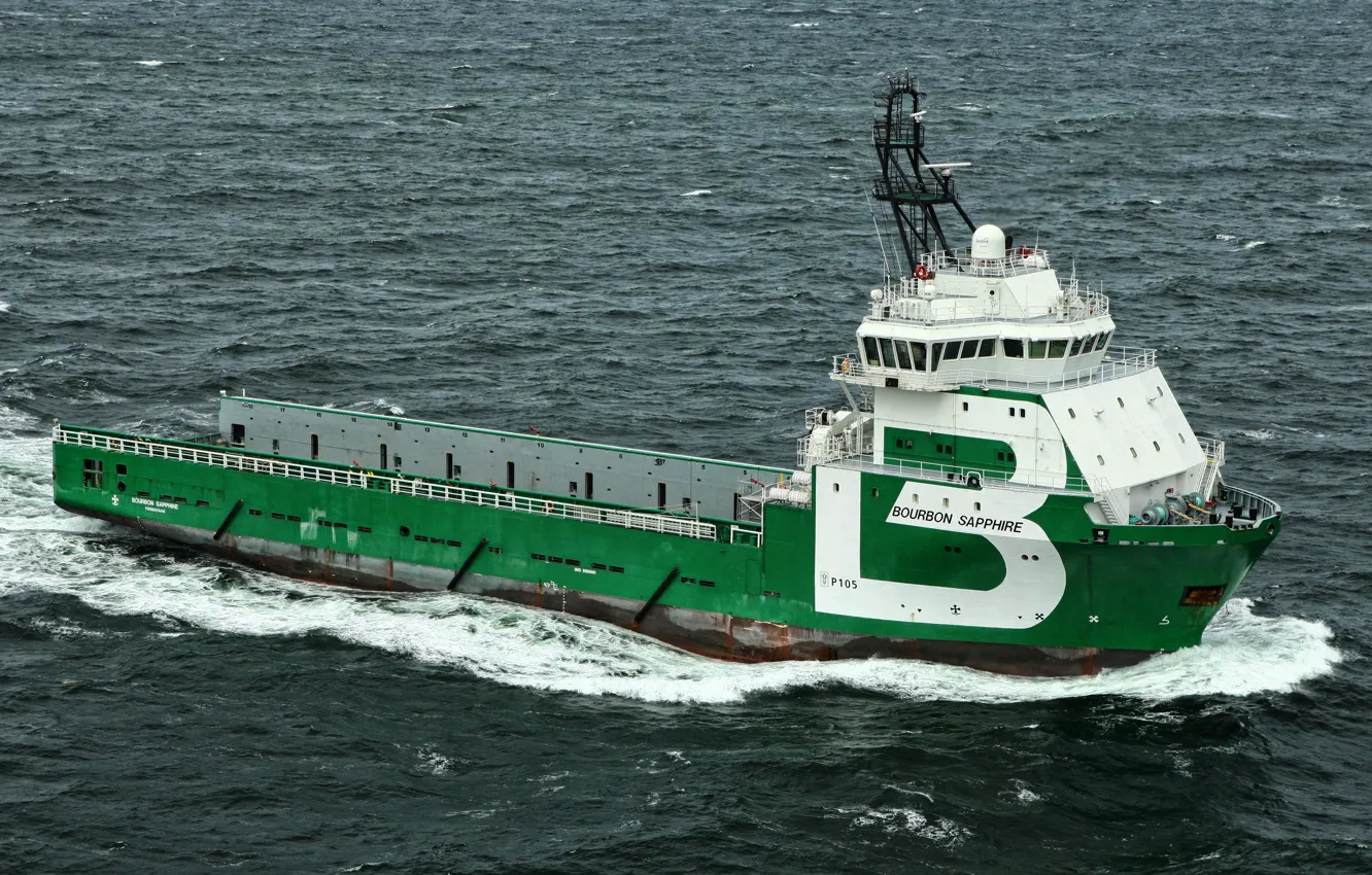 Photo wallpaper sea, the ocean, The ship, PSV, Offshore, Offshore Supply Ship, Supply Ship, M/V Bourbon Sapphire