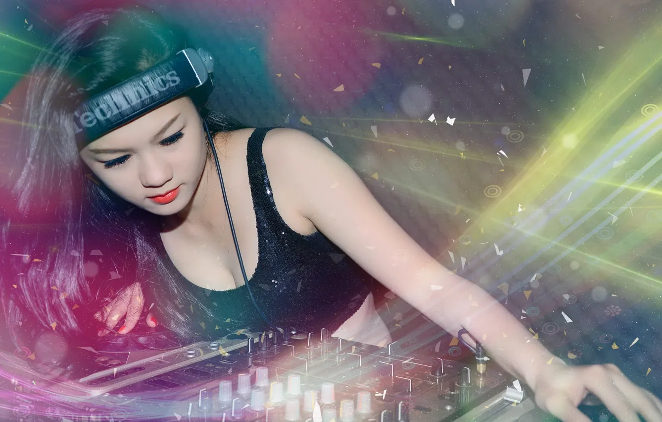 Photo wallpaper girl, music, Asian