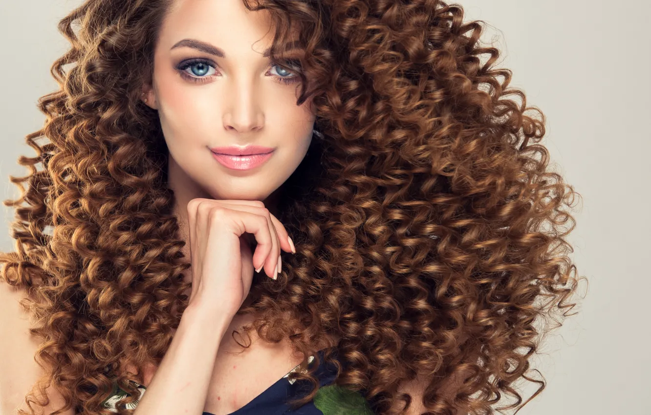 Photo wallpaper look, girl, model, hands, makeup, hairstyle, curls, edwardderule