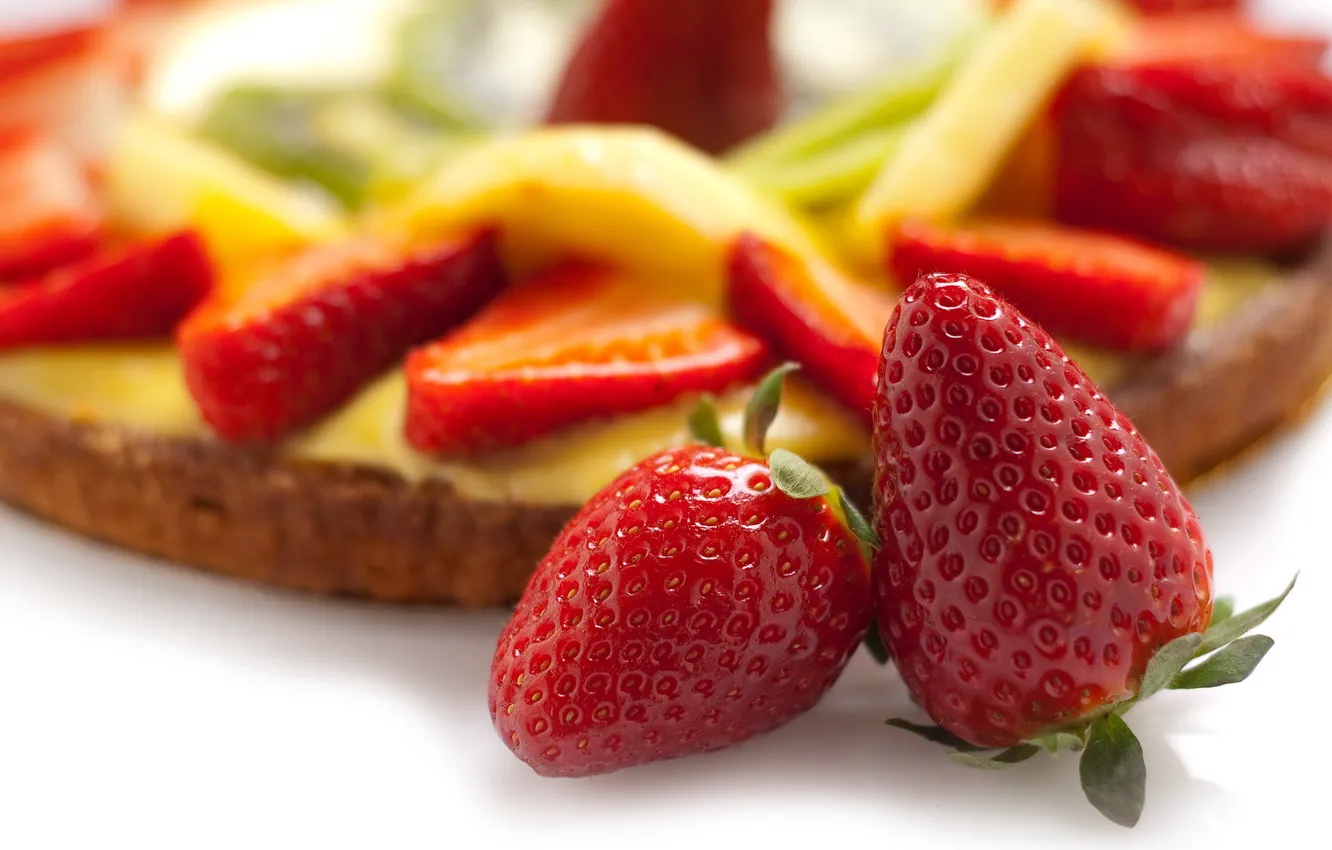 Photo wallpaper food, strawberry, pie, cake, dessert, food, sweet, sweet