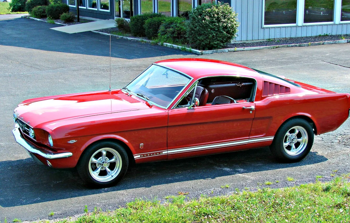 Photo wallpaper Mustang, Ford, Mustang, red, USA, Ford Mustang, 1966, Muscle car