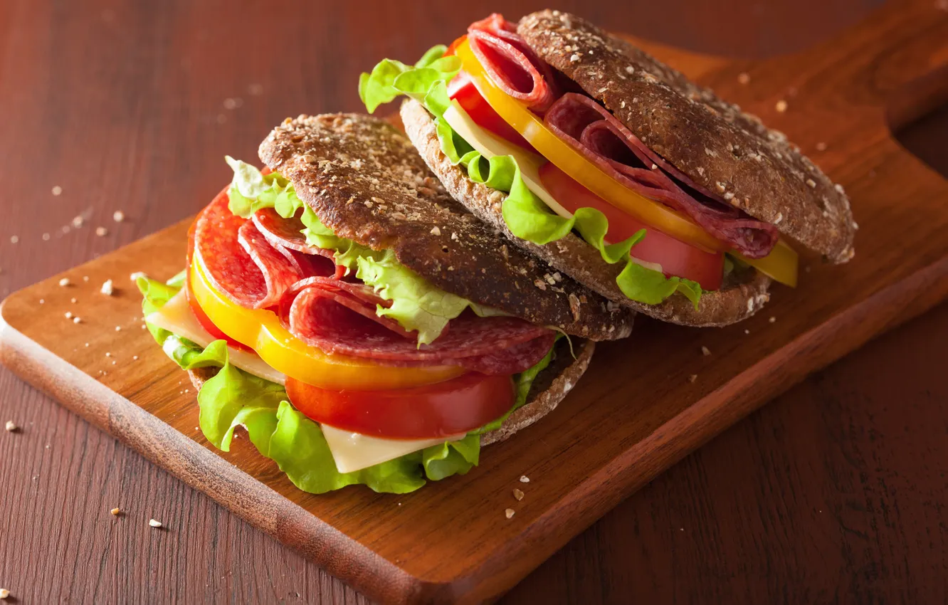 Photo wallpaper cheese, tomatoes, hamburger, Patty
