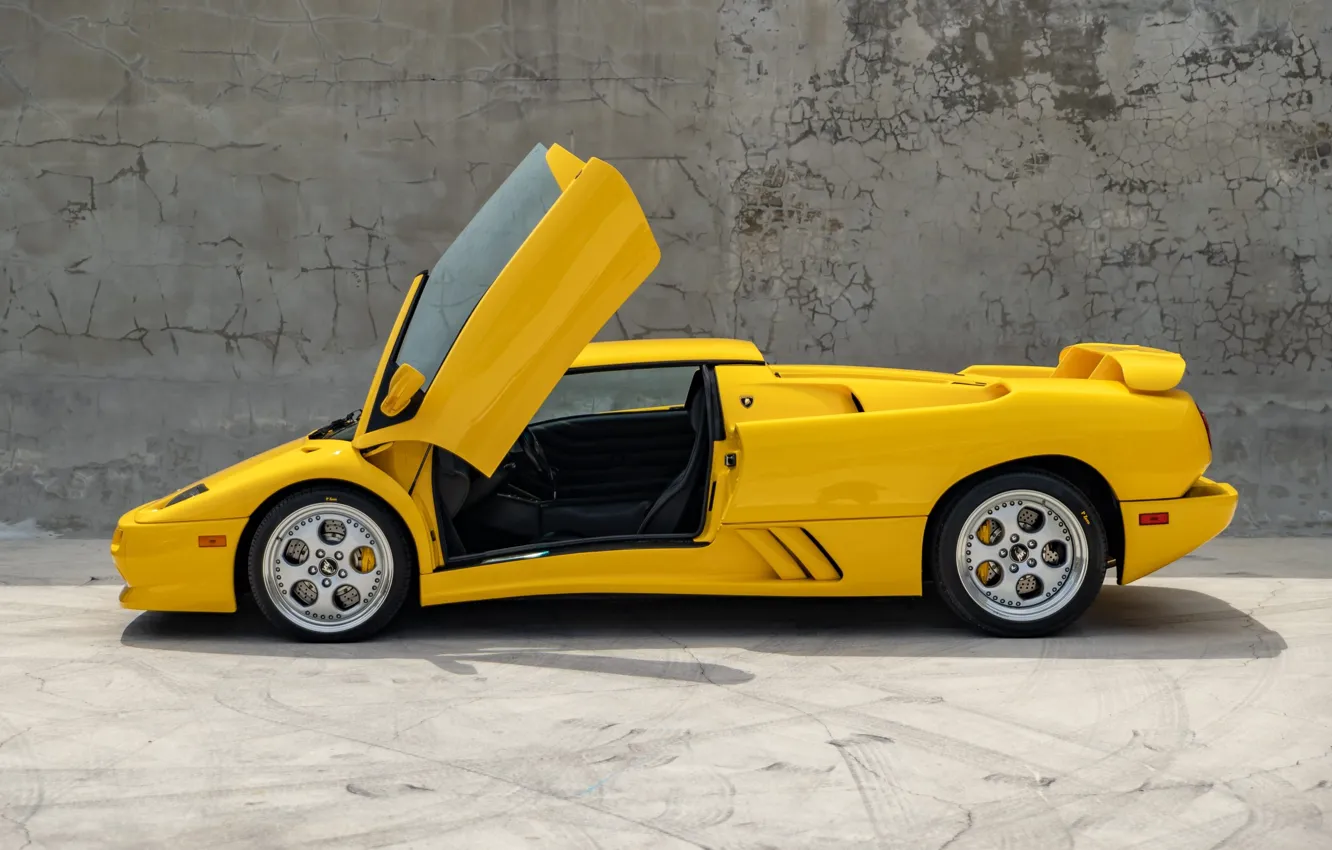 Photo wallpaper yellow, Lamborghini, Diablo, Lamborghini, Lambo doors, Lamborghini Diablo VT Roadster