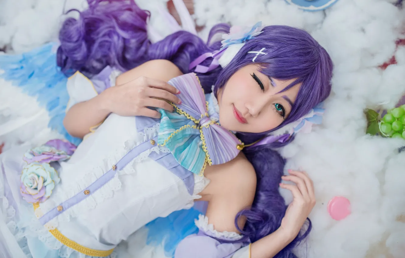 Photo wallpaper white, look, girl, flowers, face, pose, eyelashes, style