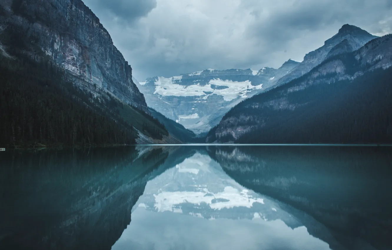 Photo wallpaper the sky, snow, trees, mountains, clouds, nature, rocks, Canada