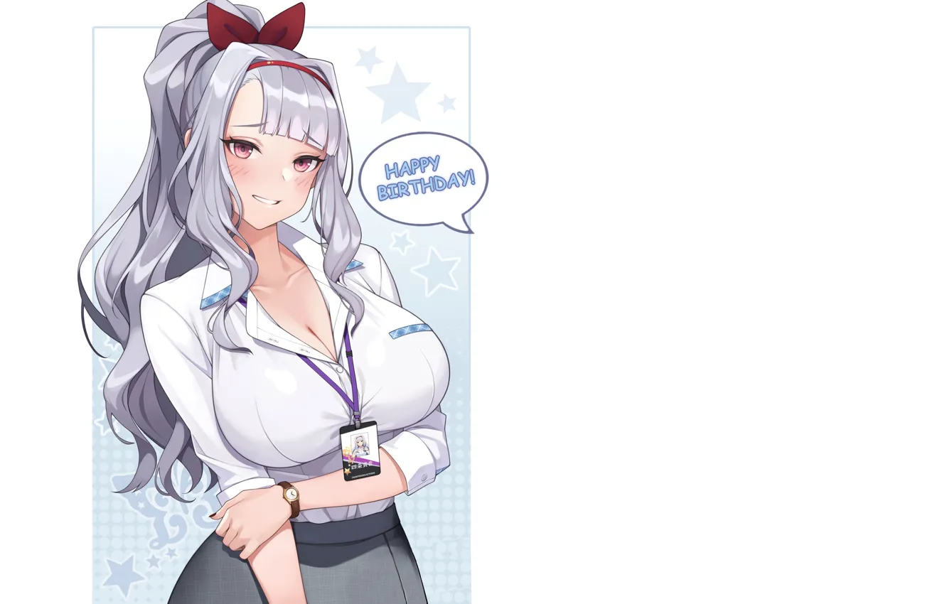 Photo wallpaper kawaii, girl, sexy, boobs, blue, anime, breasts, babe
