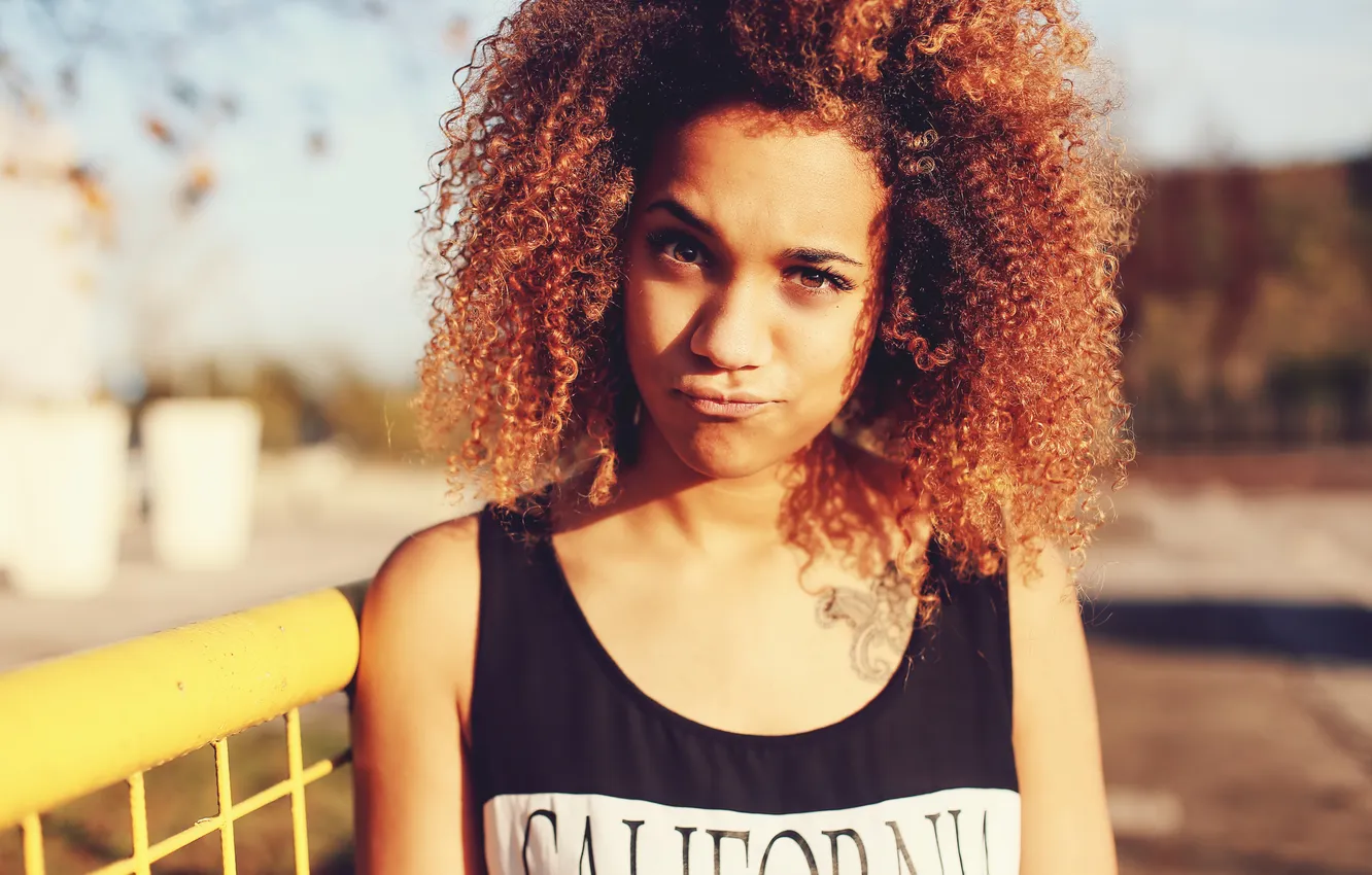 Photo wallpaper girl, curls, curls