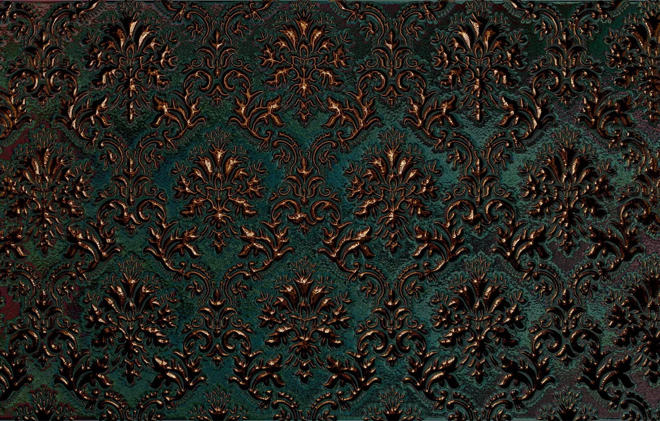 Photo wallpaper chasing, relief, the reflection, ornament, texture, bronze, metal, pattern