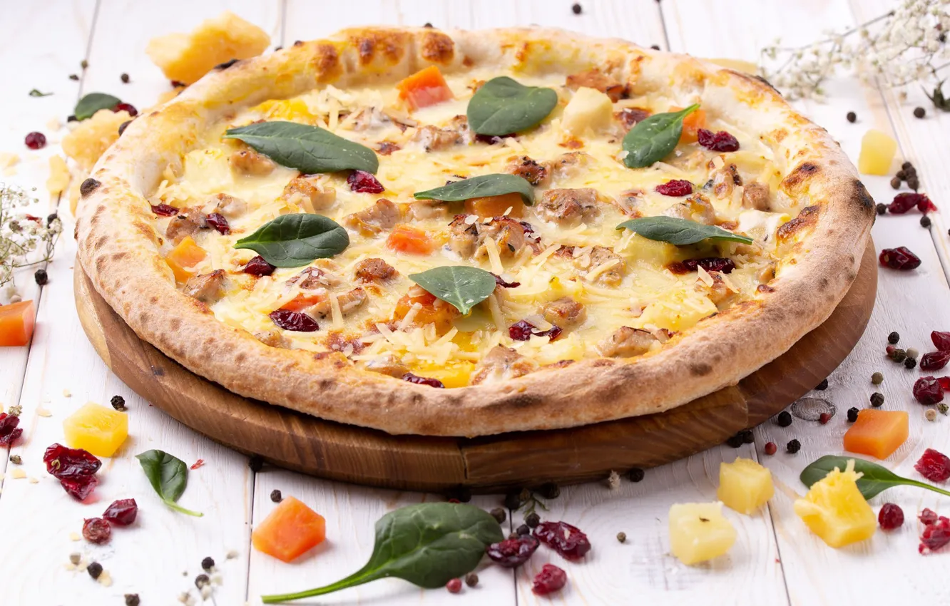 Photo wallpaper cheese, pizza, spices, filling