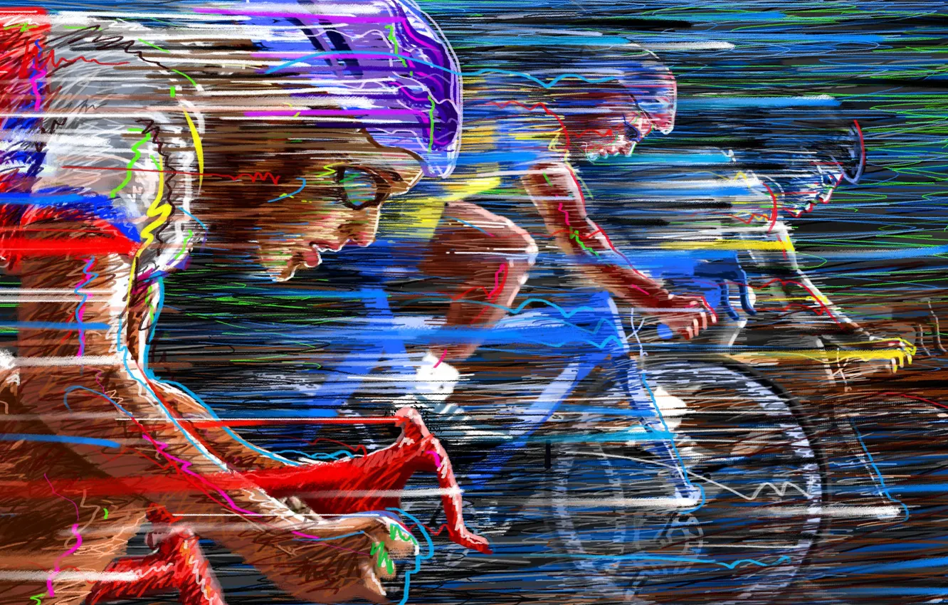 Photo wallpaper bike, race, color, speed, vector, Cycling