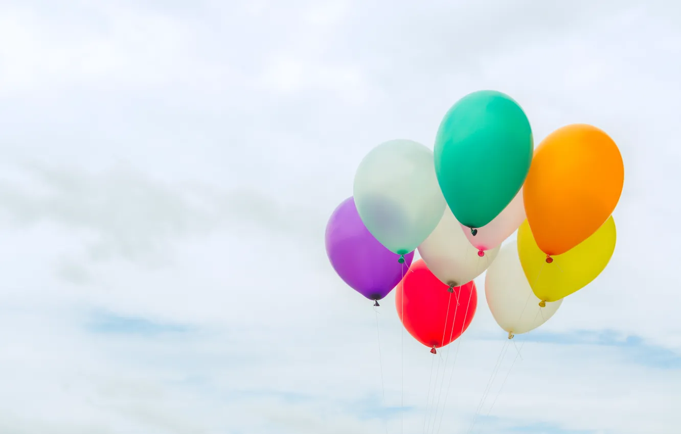 Photo wallpaper summer, the sky, the sun, happiness, balloons, stay, colorful, summer