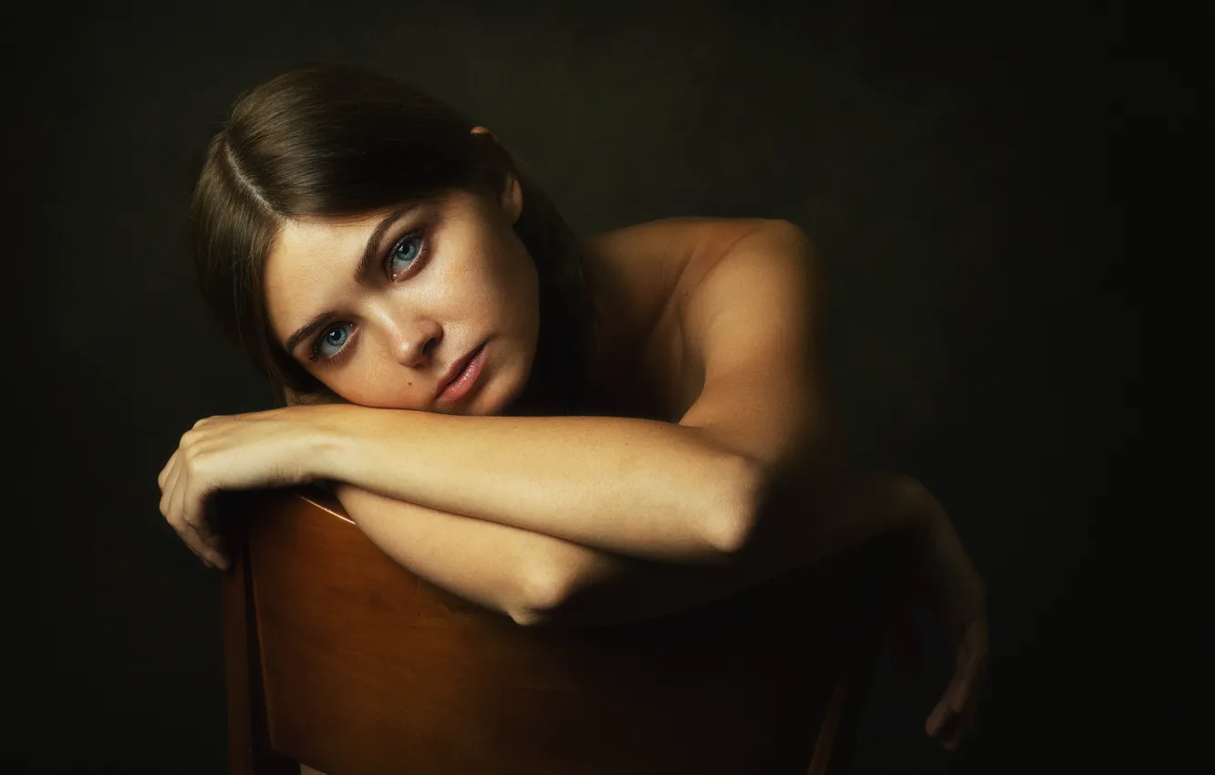 Photo wallpaper look, girl, face, pose, background, portrait, hands, Lashon Rise