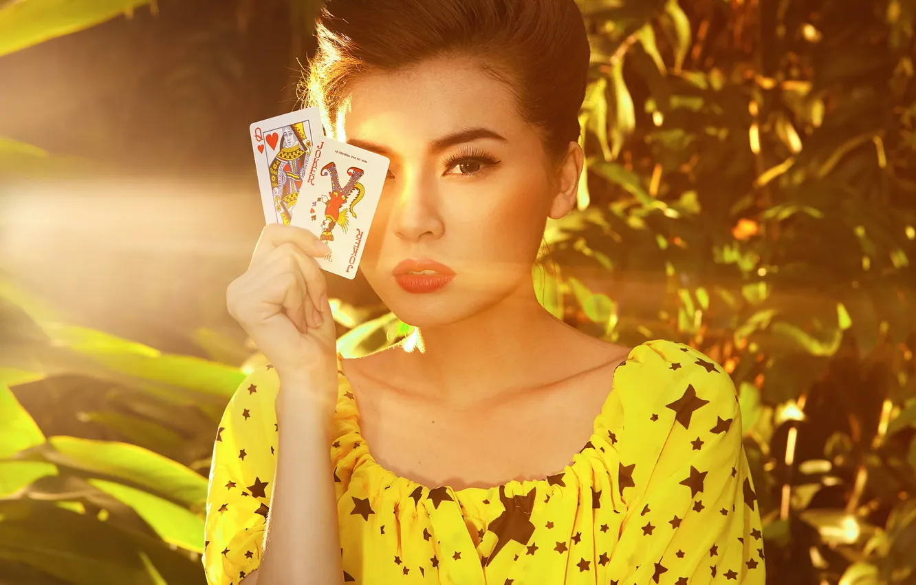 Photo wallpaper girl, light, map