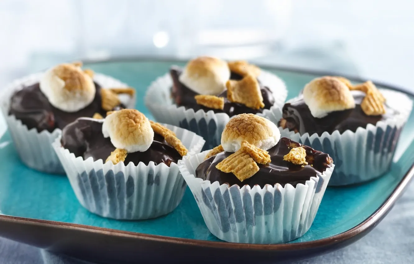 Photo wallpaper chocolate, tray, cupcakes