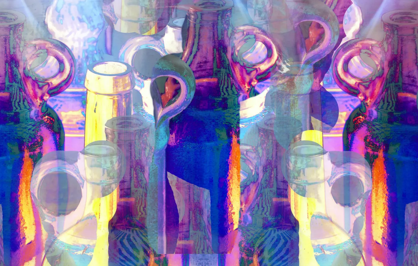 Photo wallpaper glass, line, paint, figure, bottle